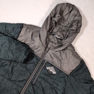 Coalatree Camper Hooded‎ Jacket Mens Large Green Grey Ripstop Puffer Insulated